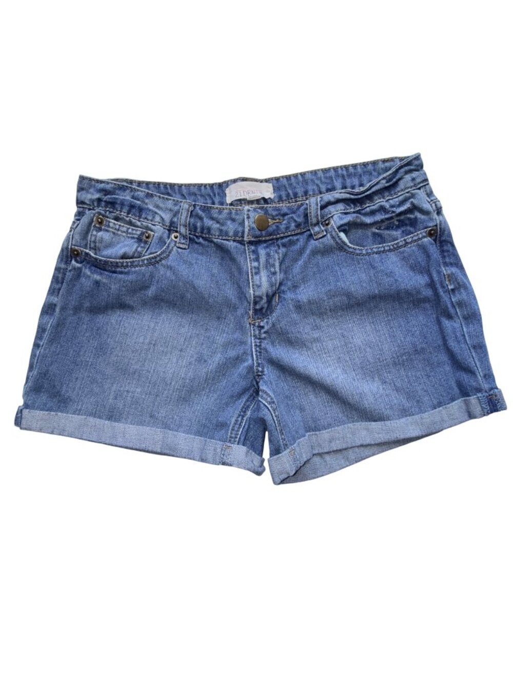 2.1 Denim Shorts Womens 27 Blue Cotton Rolled Cuff Stretch Casual Summer